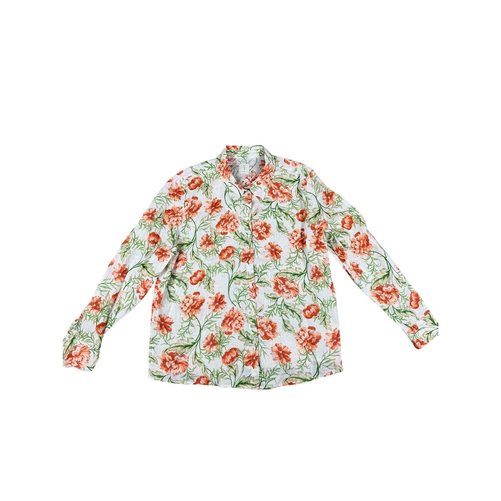 NWOT Joie Floral Linen Button Down Shirt Long Sleeve XL Soft Floral Sz 10 Beach